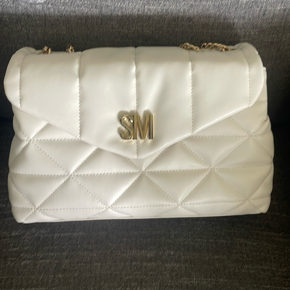 Steve Madden Women's Quilted Vanilla Classic Flap Bag Evening Handbag Small